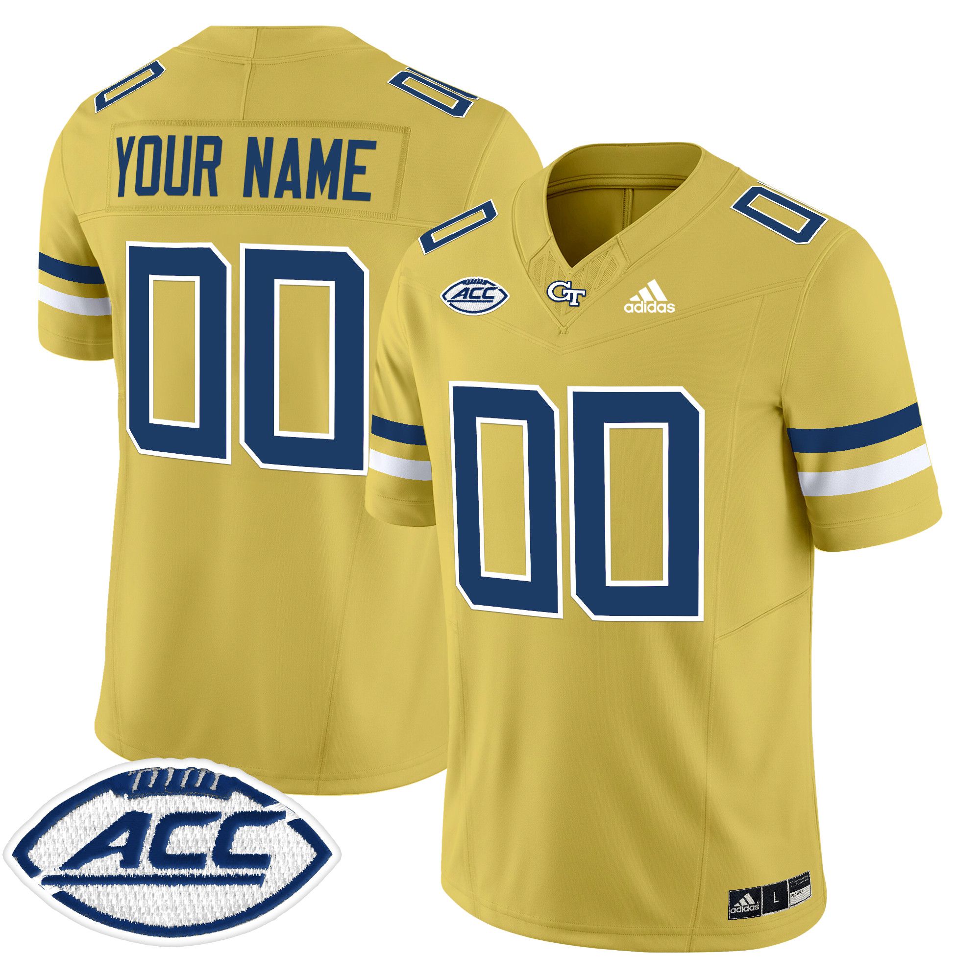 Men Georgia Tech Yellow Adidas 2024 Vapor Limited Custom NCAA Jersey style 1